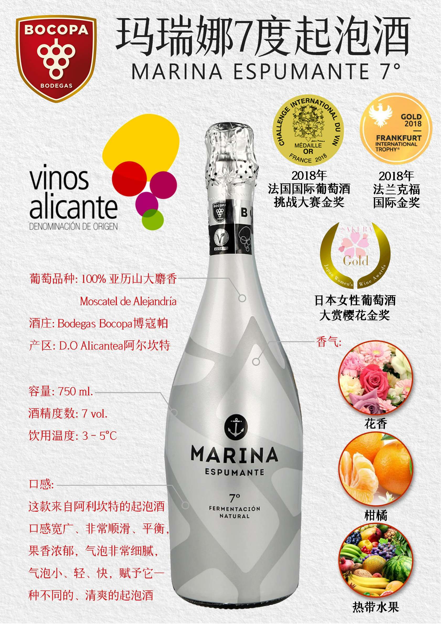 玛瑞娜7度起泡酒（银色）